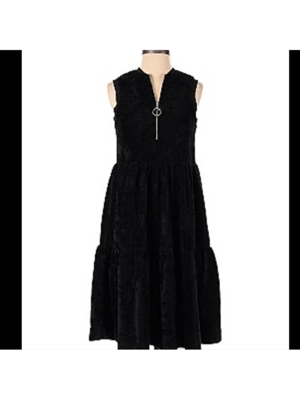 The lines in Between black sleeveless dress with zippered front
